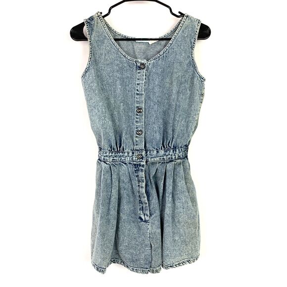Vintage 80s Pinot Noir Denim Acid Wash Romper Shorts Jumper Medium - Picture 1 of 5